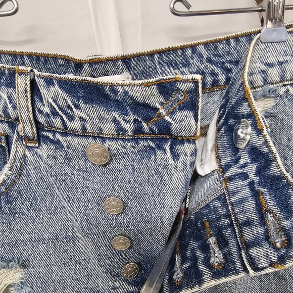 Fashion Nova Denim Skirt Maxi Grunge Distressed Acid Washed XS NWOT - Picture 6 of 11